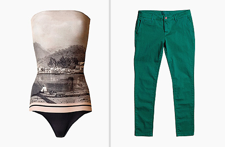 מימין: מכנסיים, 795 שקל, ב-13 Numero; משמאל: בגד ים של אדריאנה דגראס, 1,050 שקל, בבנקר