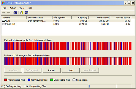צילום מסך: Disk Defragmentor
