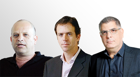 נאמני מגה. מימין: רו"ח גבי טרבלסי, עו"ד אהוד גינדס ועו"ד אמיר בר טוב נאמני מגה. מימין: רו"ח גבי טרבלסי, עו"ד אהוד גינדס ועו"ד אמיר בר טוב