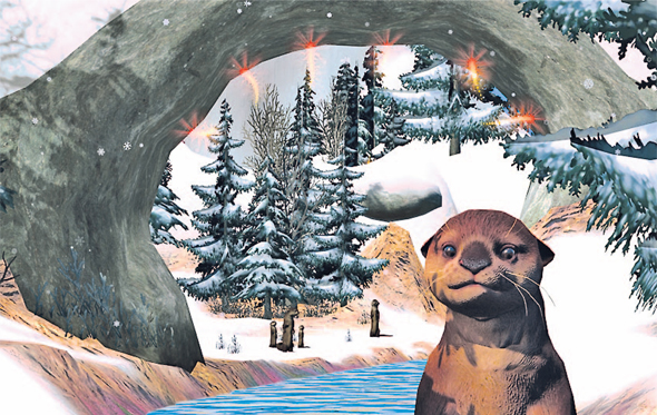 מתוך התוכנה Cool!. חוויה אינטראקטיבית כמו האכלת לוטרה מדומה מגבירה את הקלת הכאב מתוך התוכנה Cool!. חוויה אינטראקטיבית כמו האכלת לוטרה מדומה מגבירה את הקלת הכאב