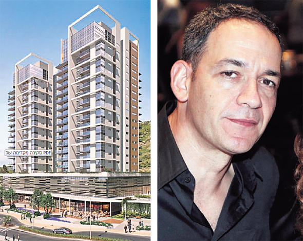 מימין: מנכ"ל אזורים רון אבידן והדמיית פרויקט בינוי־בינוי של החברה מימין: מנכ"ל אזורים רון אבידן והדמיית פרויקט בינוי־בינוי של החברה